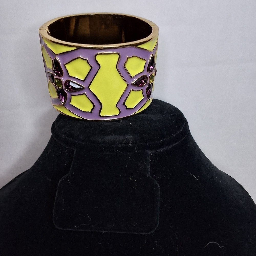 Kate Spade Yellow and Purple Enamel Wide Cuff Bracelet NwOT - Picture 5 of 7